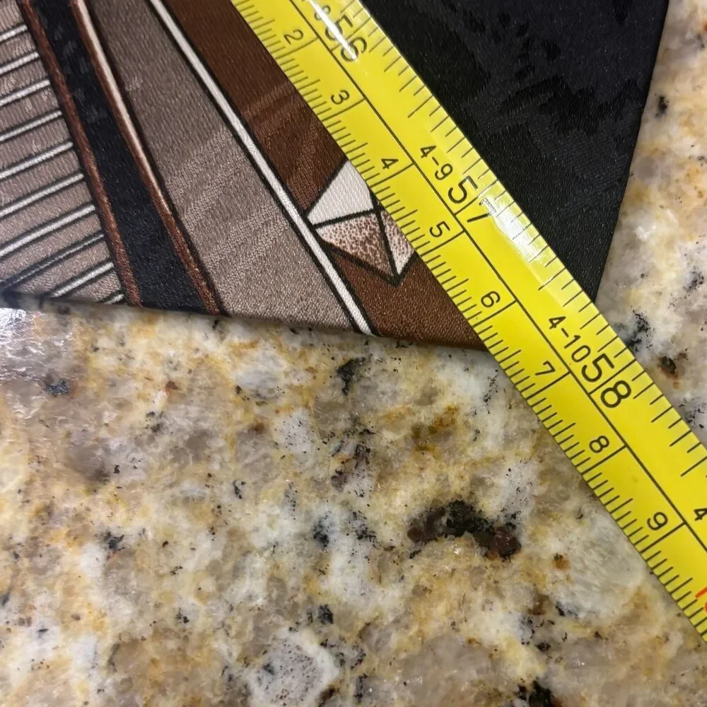 Balmain Pierre Balmain Vintage Tie Abstract Art Deco Geometric Pattern Brown